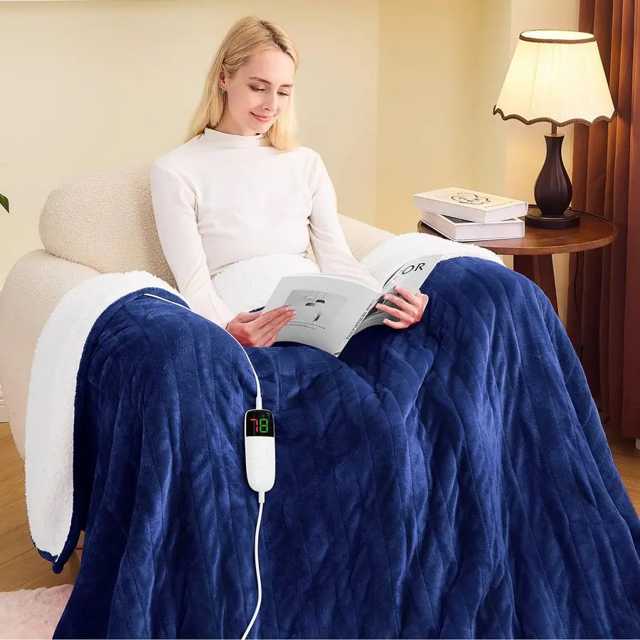 

Одеяло с подогревом, электрическое двойное 62X84, одеяло с 10 уровнями нагрева 1, 2, 4, 6, 8 часов, автоматическое отключение, защита от перегрева, фланель She