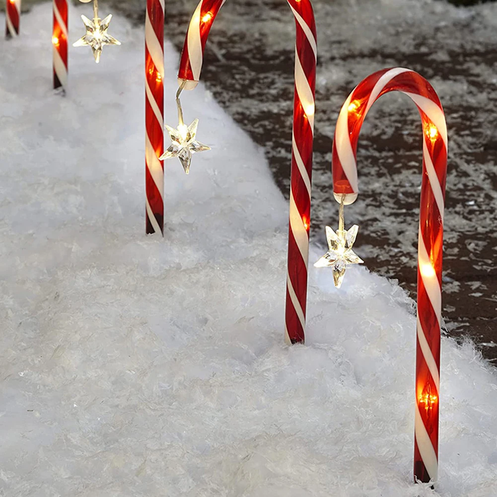 Imagem -04 - Outdoor Solar Power Decoration Lights Christmas Pathway Light Candy Cane Path Lamp com Floco de Neve para Gramado Decoração de Jardim