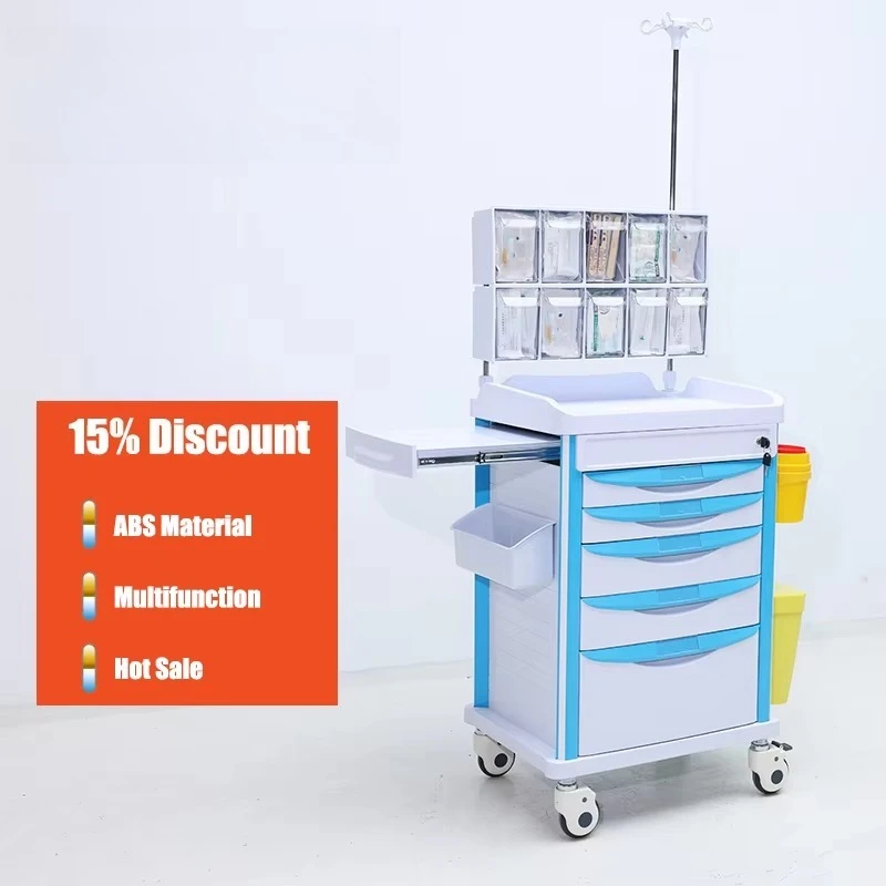 عربة التخدير عالية الجودة للمستشفى، عربة التخدير المتنقلة مع عجلات صامتة لمواد ABS #3