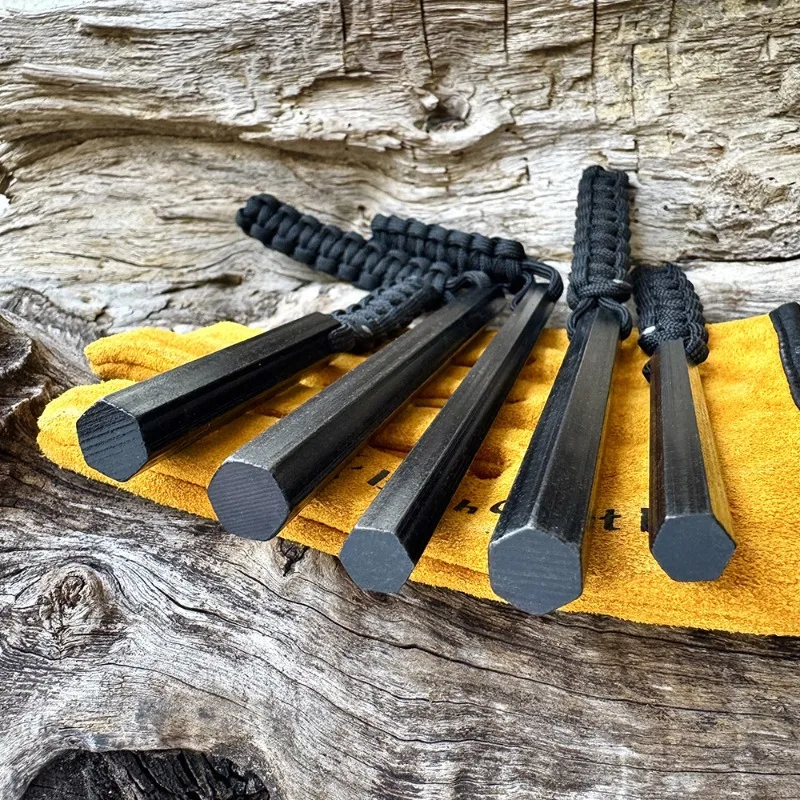 

Hand Woven Rope Hexagonal Flint Magnesium Stick Outdoor Survival Flint Stick Wilderness Survival Flint Camping Tool Men's Gift