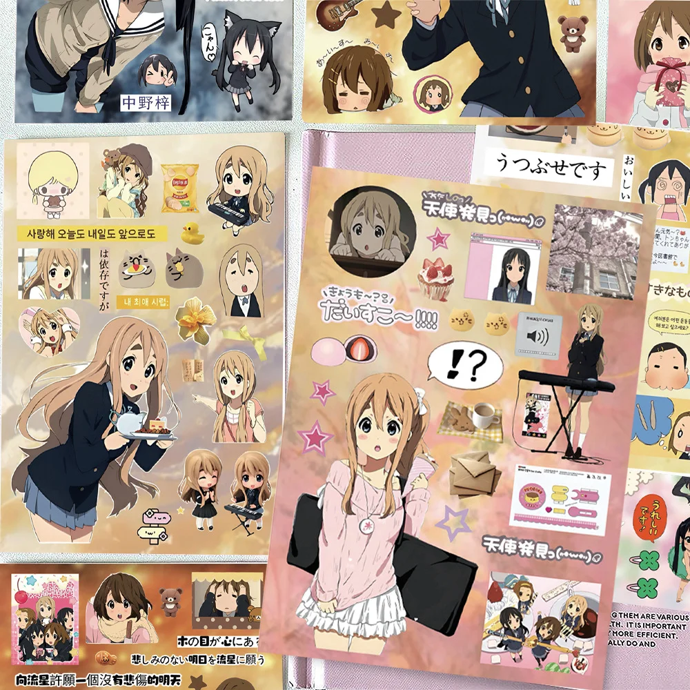 8/16 Blätter Cartoon Cute K‑ON! Puzzle-Aufkleber aus PVC-Material, personalisierte DIY-Aufkleber für Telefon, Notizbuch, Scrapbook, wasserdicht, für Kinder – Detail 4