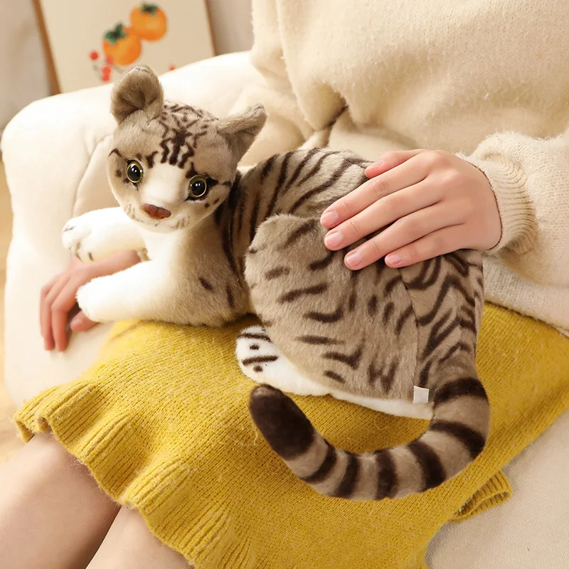 27 ~ 40 cm Wie Echte Katze Puppe Liegen Plüsch Tier Spielzeug Orange Grau Gefüllte Peluche Dekoration Geschenk Drop verschiffen