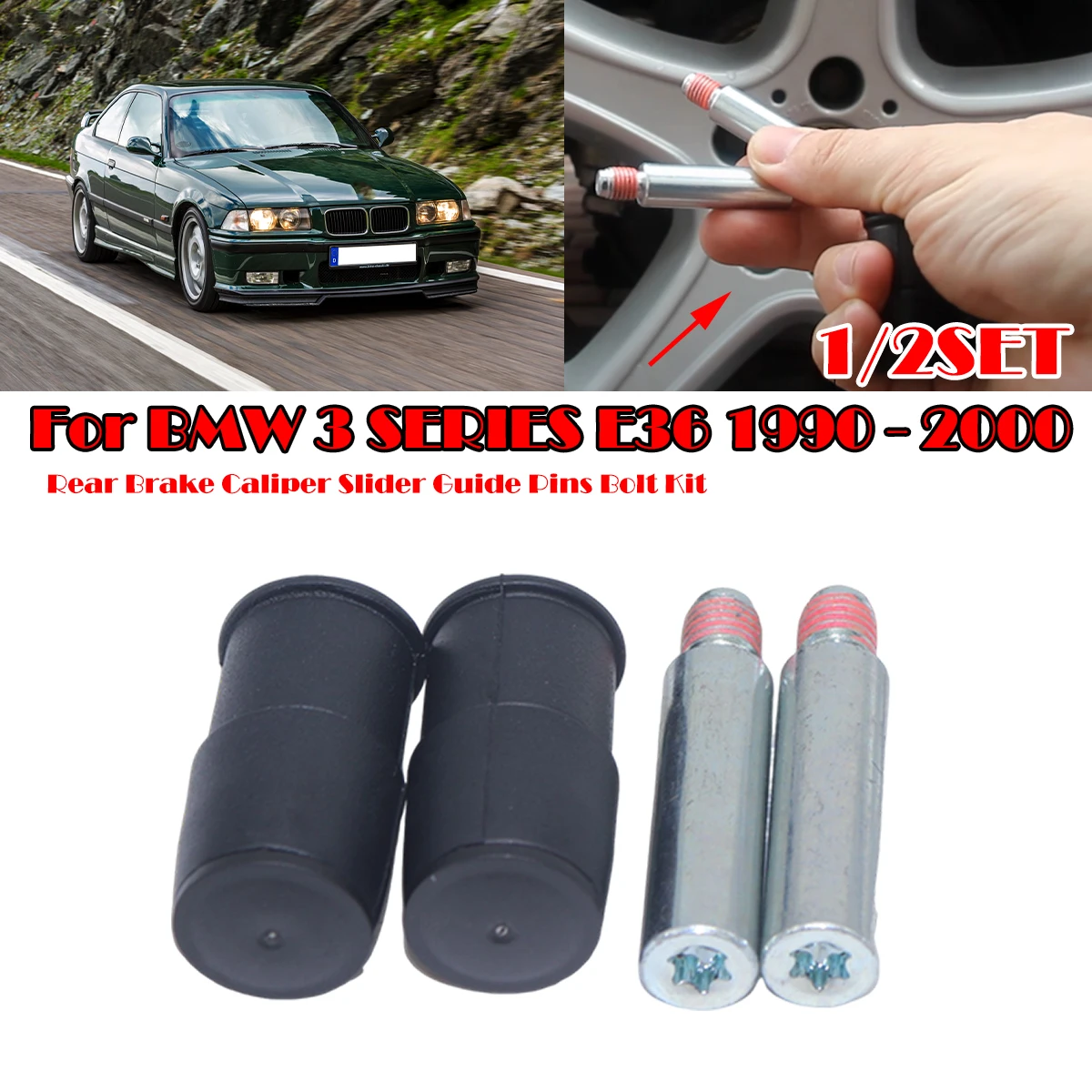 

1/2Set Front Brake Caliper Slider Guide Pins Bolt Kit For BMW 3 SERIES E36 1990-2000 Left Right Disc Housing Bellows Sleeve Boot