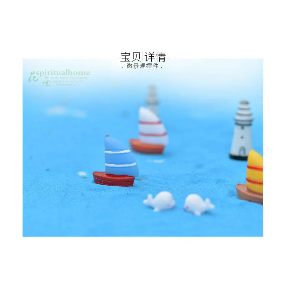 1pcs/lot Lovely Cute Mini Boat 3cm An 4cm Sail Sailing Boat Miniature Garden Sea Breeze Boat DIY Decoration Fairy Garden