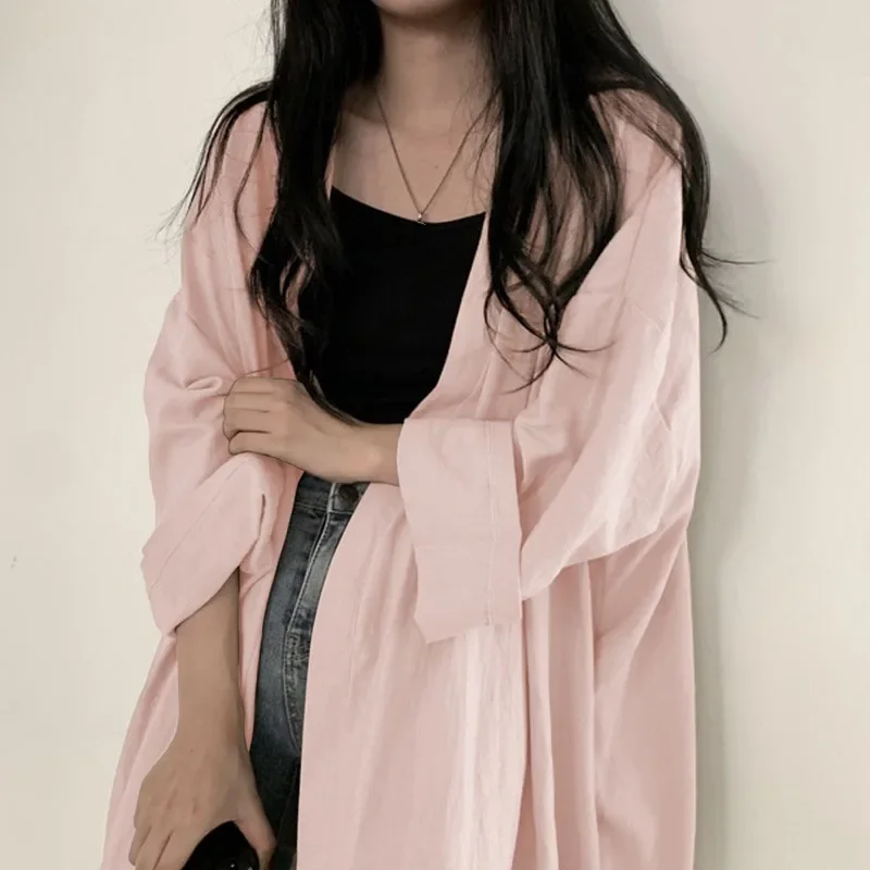 

Summer Women Sunscreen Blouses Sun Proof Shirts Oversized Sheer Harajuku Korean Beach Holiday Long Sleeve Sunscreen