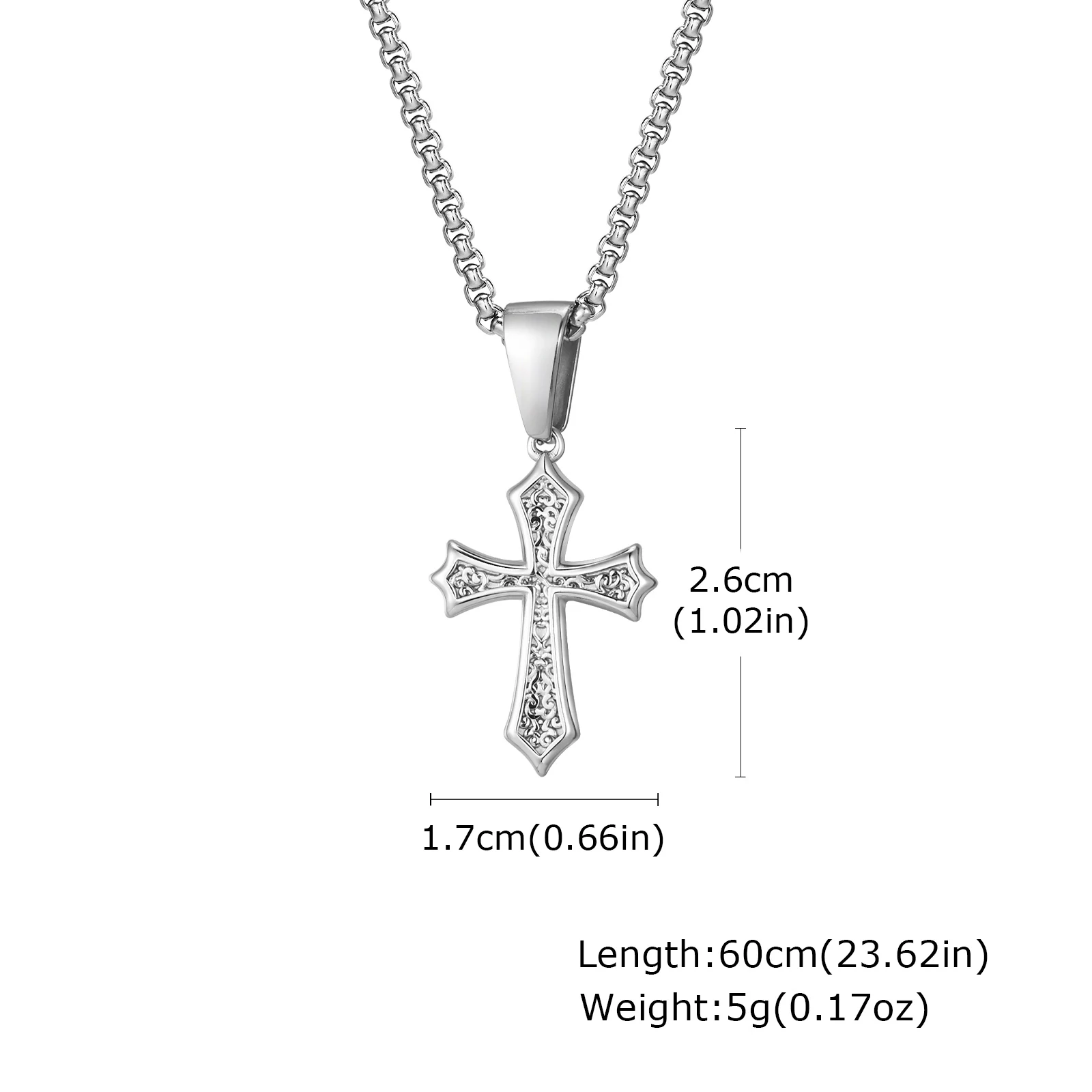 Kreuz-Anhänger-Halskette für Männer und Frauen, 50/55/60 cm Edelstahl-Halsbänder, christliche klassische schicke Schmuckgeschenk