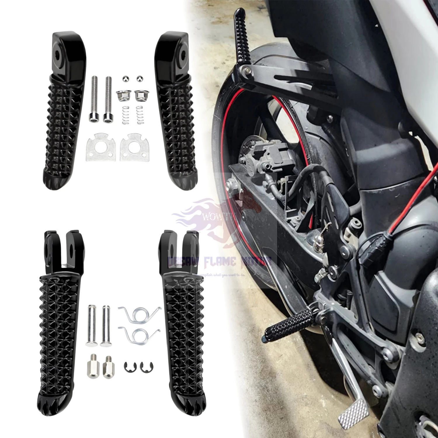 Rider Passenger Foot pegs Front Rear Pedals Motorcycle Racing Footrest For YAMAHA YZF R6 R1 LE R1M R1S VMX1700 V-Max accessories image 5