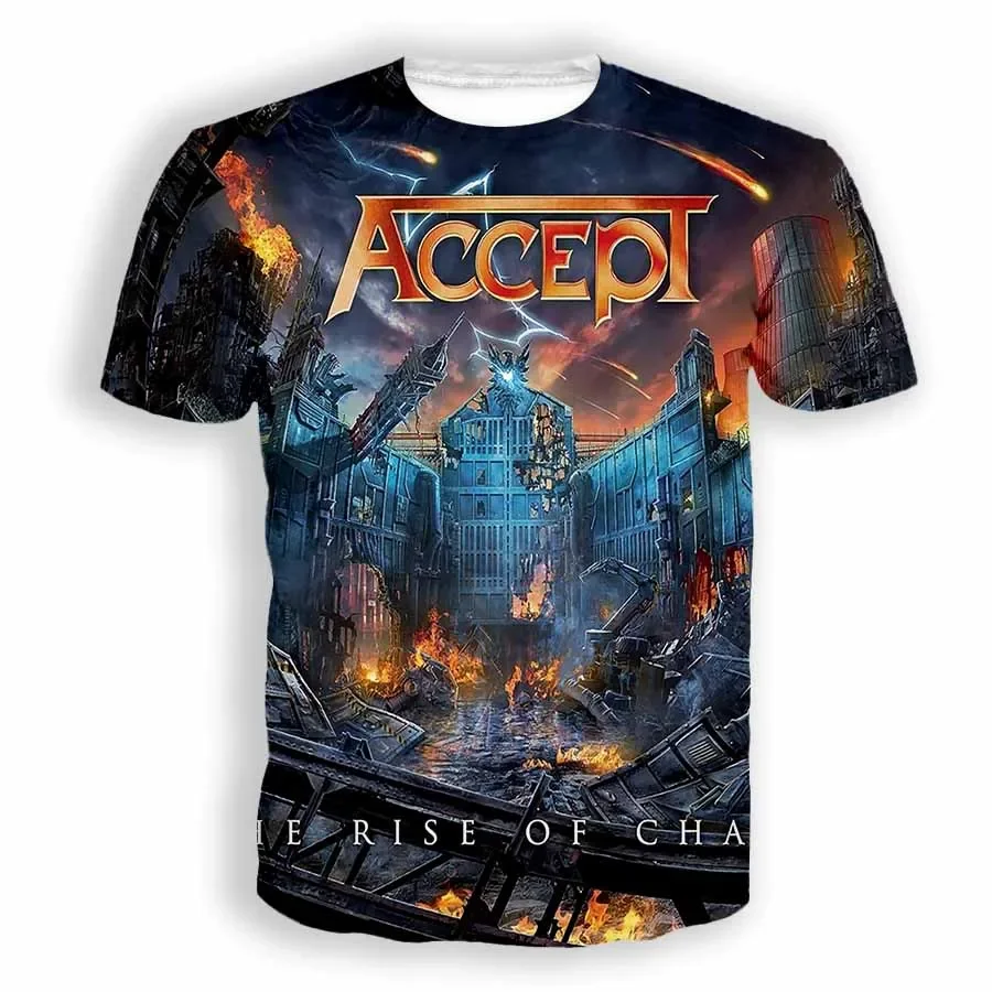 Accept Band Casual T-shirts 3D Printed Streetwear Men Women Fashion Oversized Short Sleeve T Shirt Kids Tees Tops Man Clothing