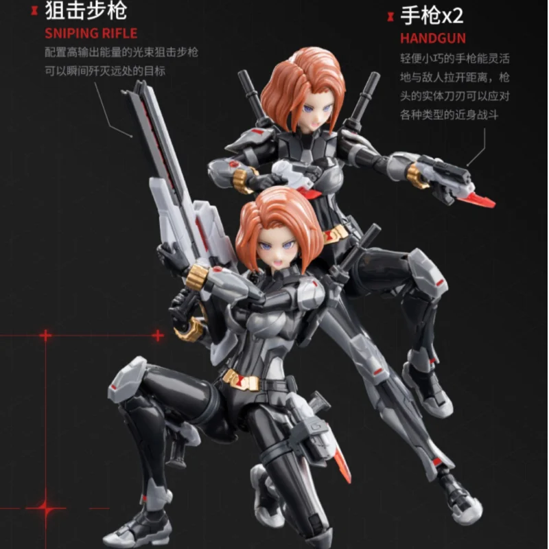 

In Stock E-Model Morstorm Avengers Black Widow Full Action Plastic Kit Assembled Model Action Figure Replaceable Body Faces Toy