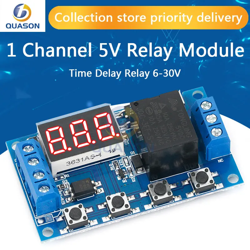 1 Channel 5V Relay Module Time Delay Relay Module Trigger OFF/ON Switch Timing Cycle 999 minutes