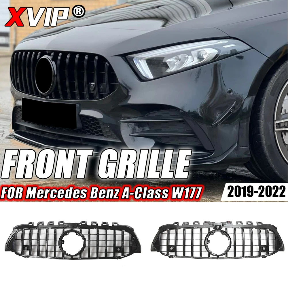 

XVIP Chrome Silver Diamonds Style Upper Grille For Mercedes Benz A W177 2019-22 A200 A250 A35 AMG Chrome GTR Style Racing Grille