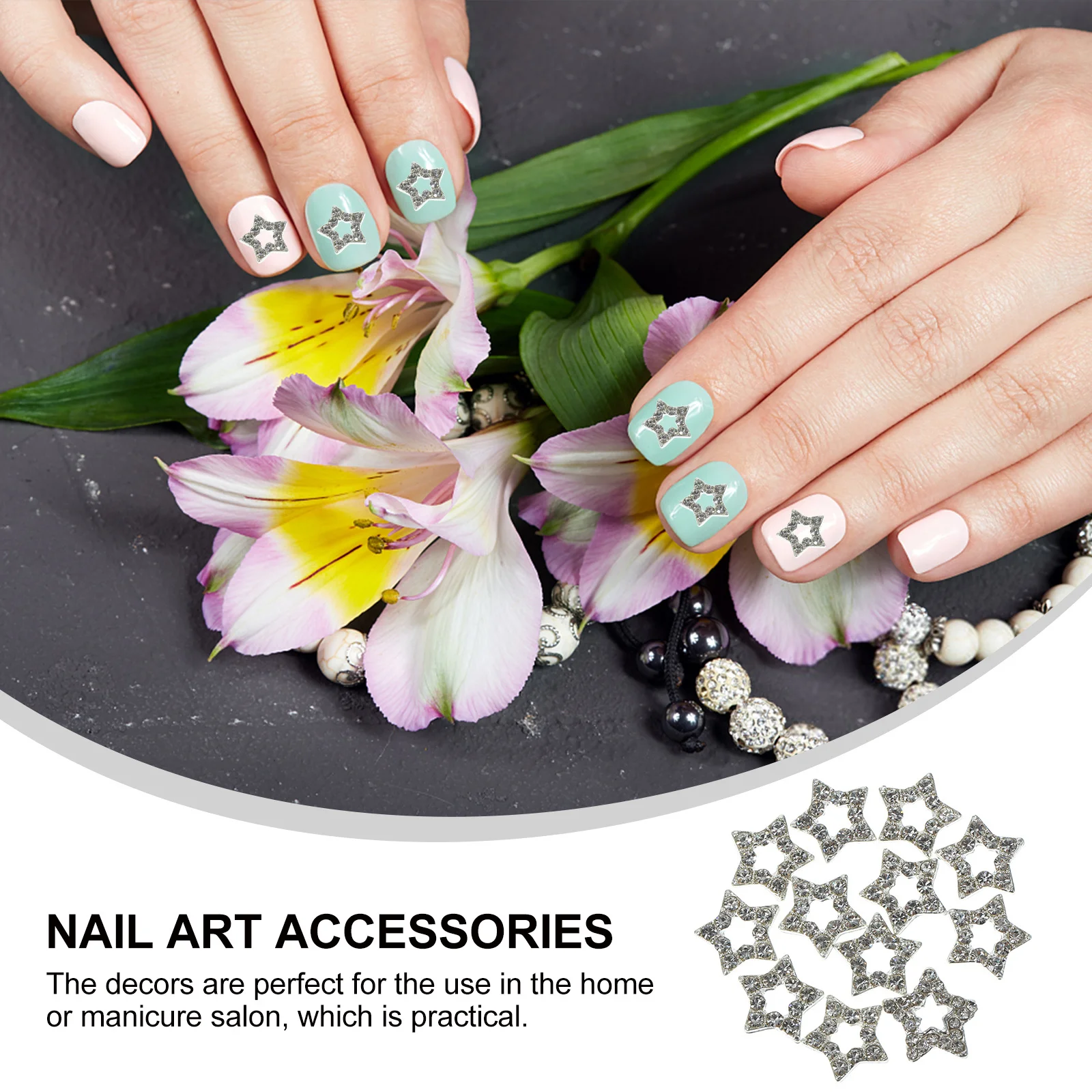 

12Pcs Star Nail Charms Rhinestone Metal Nail Art Decorations Lightweight Star Shaped Charms for Stylish Acrylic Manicure