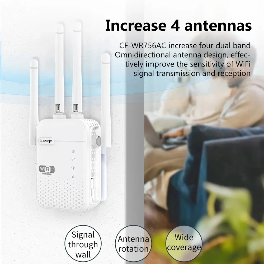 Ripetitore WiFi wireless 300Mbps Router di segnale 2.4G 802.11N Amplificatore extender WiFi wireless a lungo raggio Ripetitore WIFI