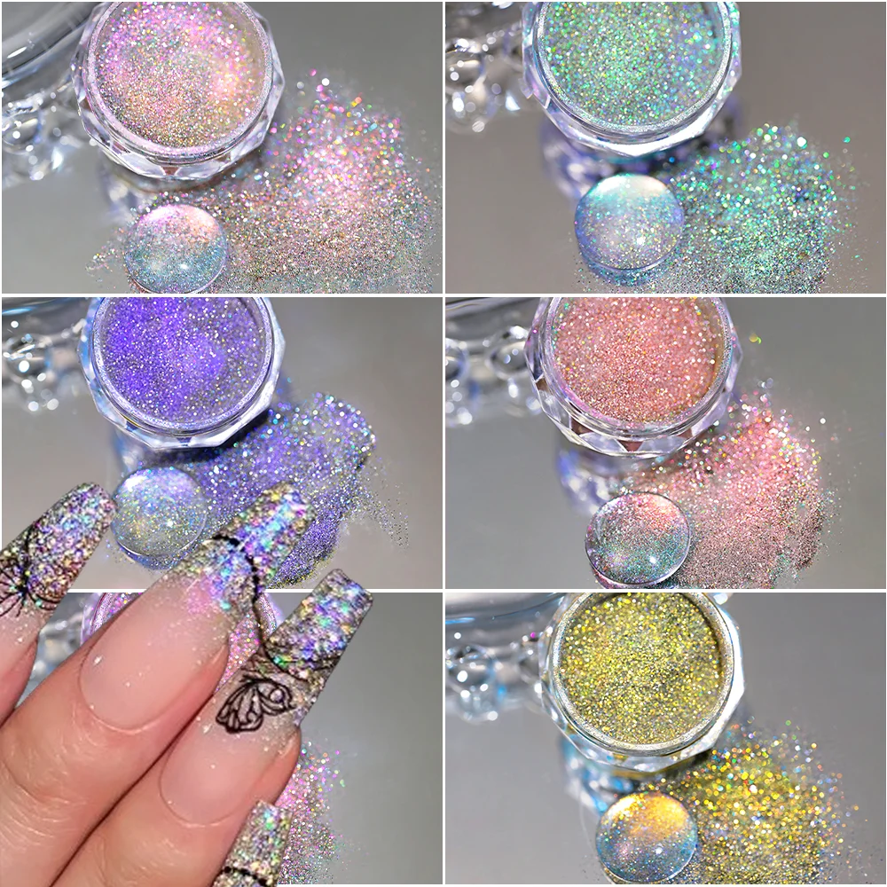 

1 банка 0,3 г Aurora Diamond для дизайна ногтей, светоотражающий кристалл, хромированный пигмент, пыль, блестящая поляризованная облачная парча, маникюрный порошок