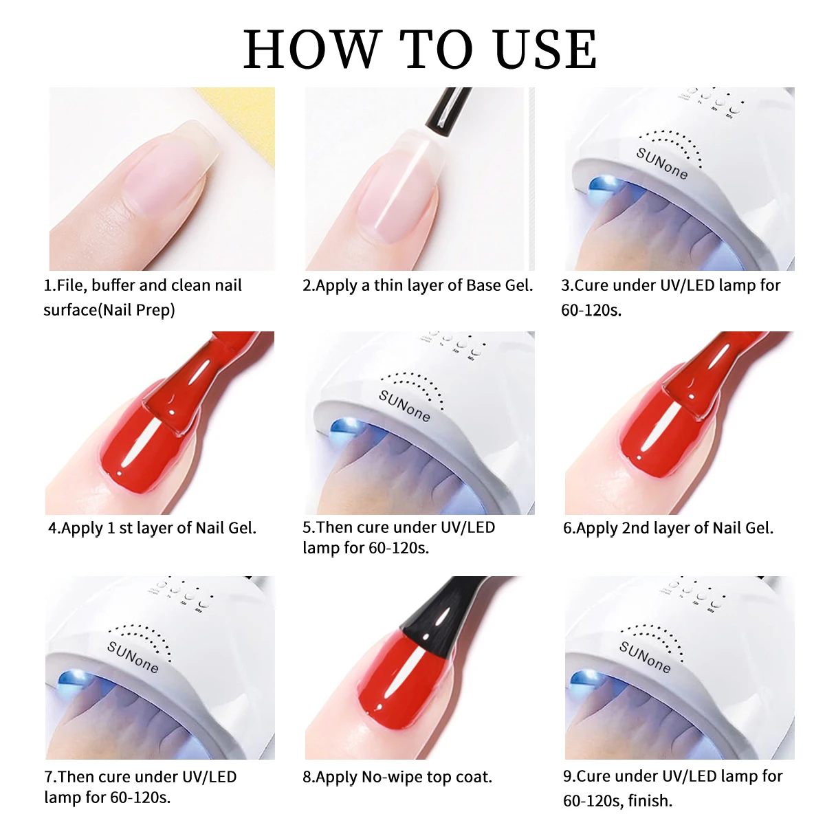 비주아티아 일체형 젤 네일 폴리쉬, 오래 지속되는 LED 네일 젤, 무연 및 무향 포뮬러, DIY 네일 아트 및 일상 생활에 완벽