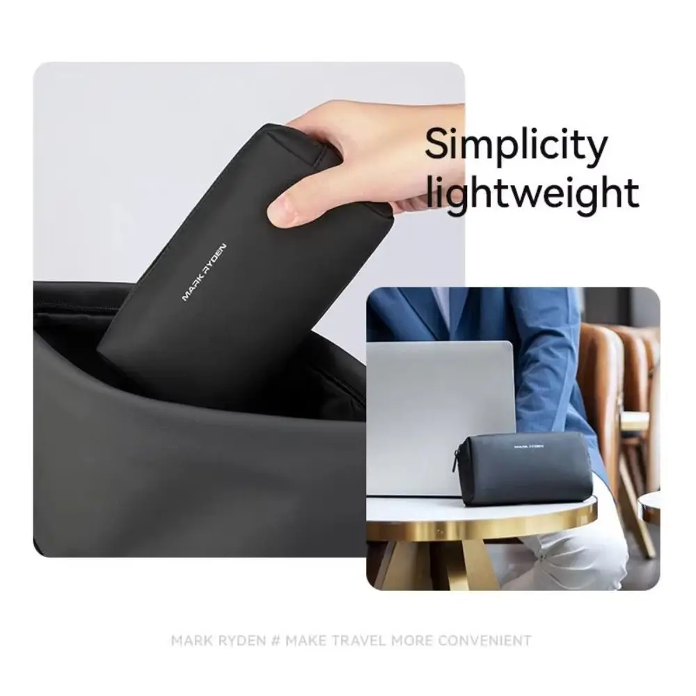 Trendy Durable Travel Toiletry Bag Waterproof Portable Men's Business Trip Bag Broken-resistant Casual USB Data Cable Organizer