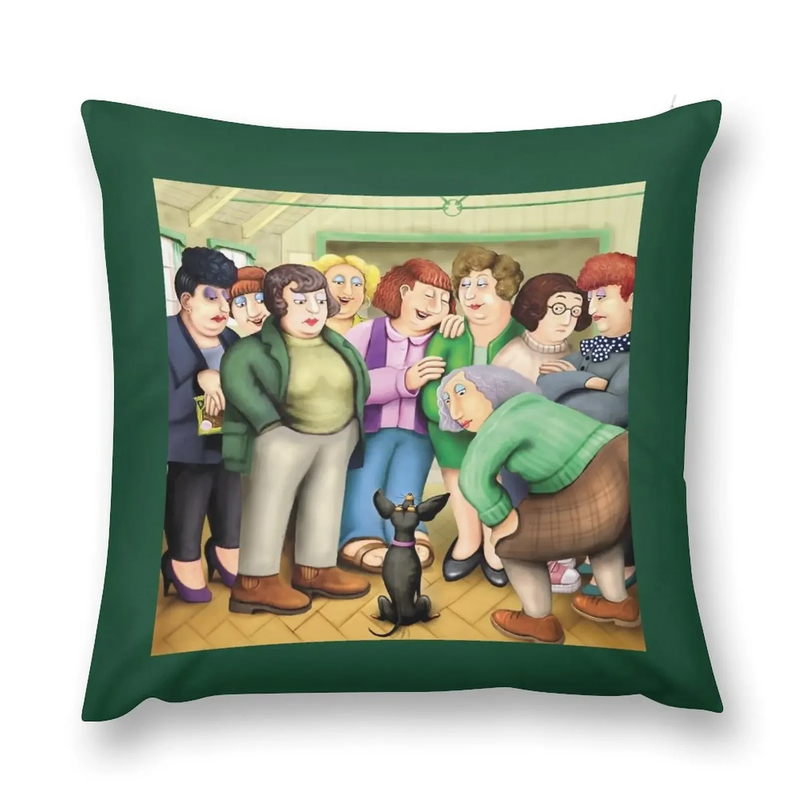 Kevin Brockbank imagines Beryl Cook's dog show women Throw Pillow Decorative Sofa Cushion Luxury Cushion Cover Anime pillow