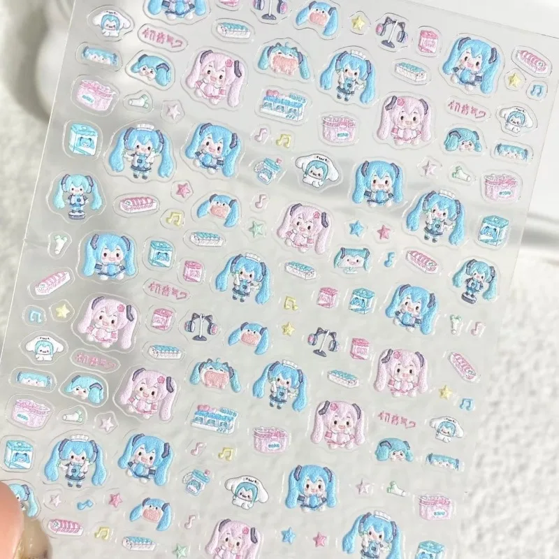Hatsune Miku Anime Puffy Stickers 2 Sheets Kawaii 3D Foam Stickers For Journal Scrapbook Laptop Decor Gift For Anime Fans