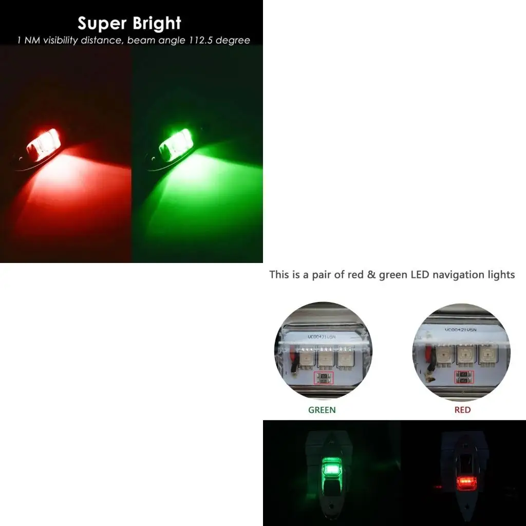 

Energy Efficient LED Navigation Lights for Boats Pontoons Fishing and Wildlife Compliance on Boats Marine Safety 1 Pair