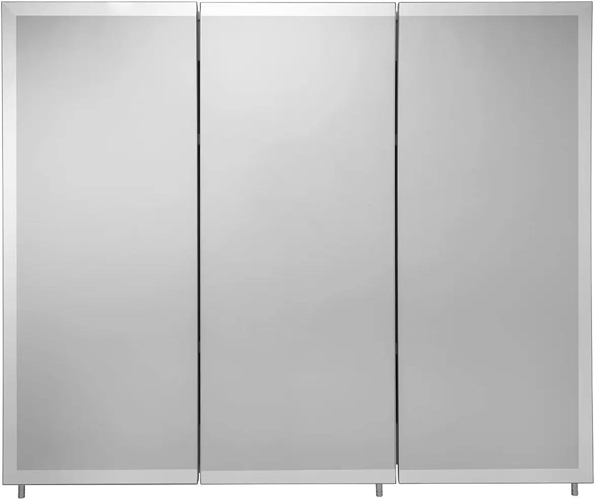 Croydex Westbourne Tri-View, Surface Mount Hang 'n' Lock Easy Installation Medicine Cabinet, 36''W x 30''H, White Steel