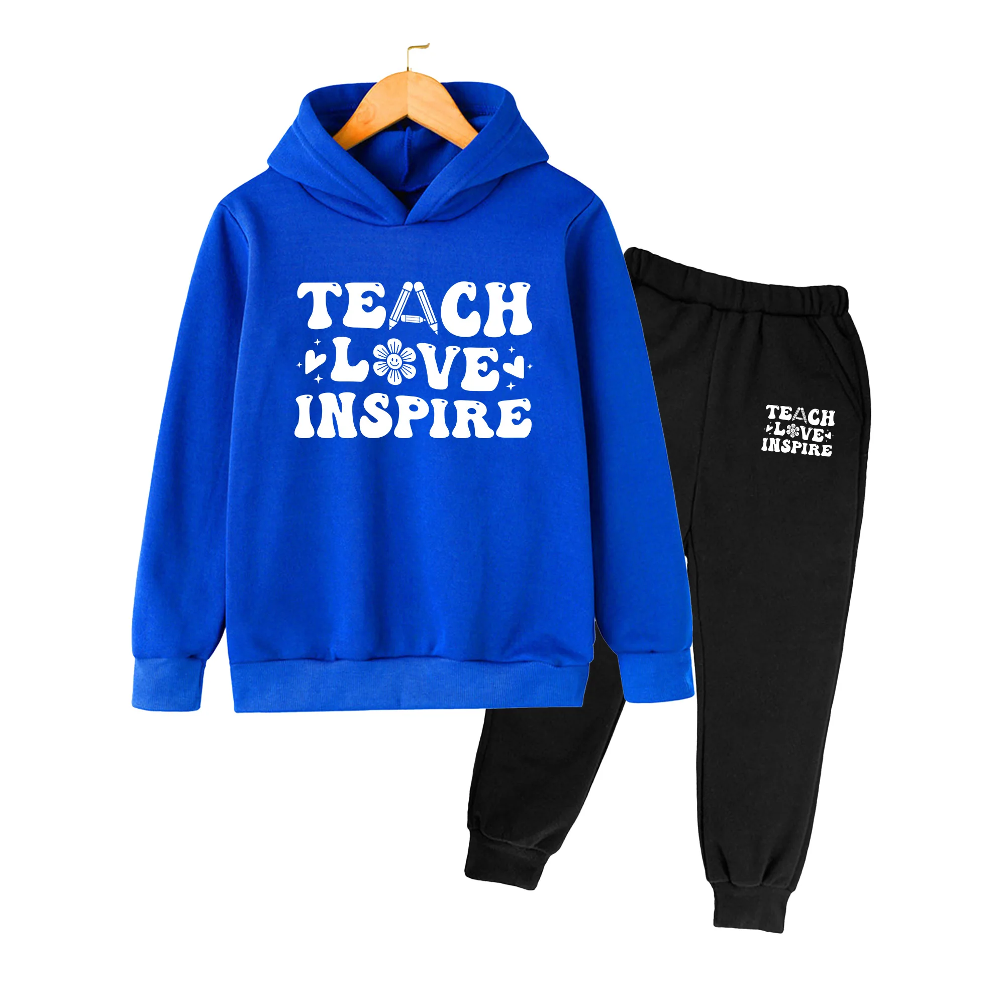 Kids Hoodie and Sweatpants Set, Cartoon Print 2-Piece Tracksuit, Casual Sportswear for Boys Girls Daily Wear
