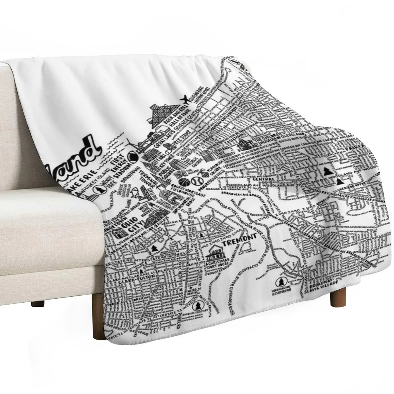 Cleveland Ohio Map Throw Blanket Summer blankets and throws Fashion Sofas Decorative Beds Sofa Quilt Heavy Blankets
