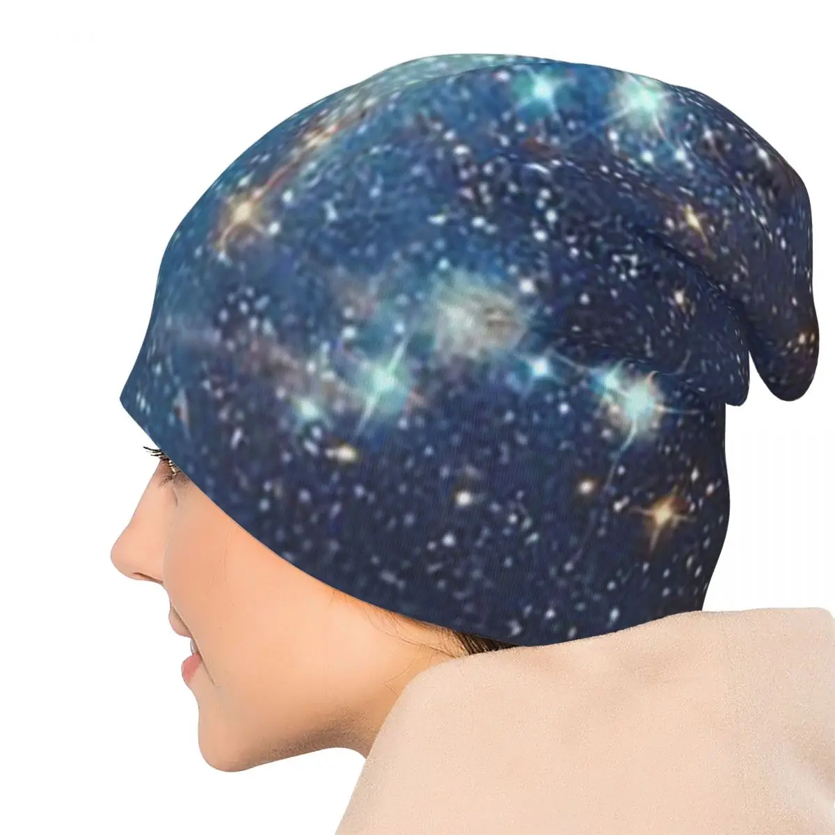 الأزرق سديم نجوم الفضاء Skullies قبعة حريمي الدافئة الخريف الشتاء في الهواء الطلق قبعة محبوك بونيه قبعات للرجال النساء الكبار