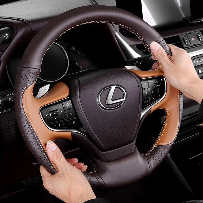 Customized Hand Sewing Braid Car Steering Wheel Cover for Lexus NX RX ES GX IS LX LX600 ES200 Genuine Leather Car Accessories