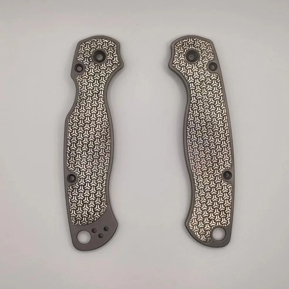 1 Pair Custom MadeTC21 Inlaid S925 Nail Plate Handle Scales for Spyderco C81 Paramilitary 2 PM2 Modify