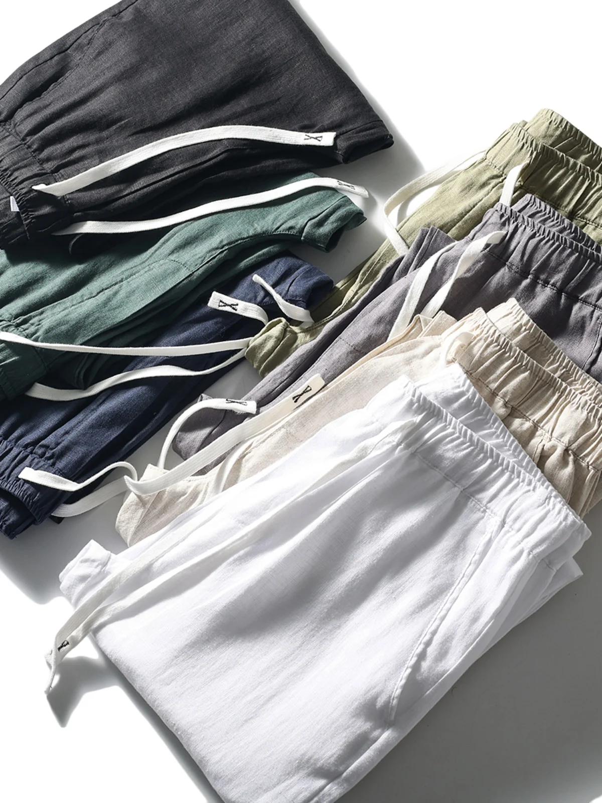 

Premium Selective! 00% Linen! Ready-to-wear! Summer Men's Elastic Waist Straight Leg Casual Pants Faion Urban Sle