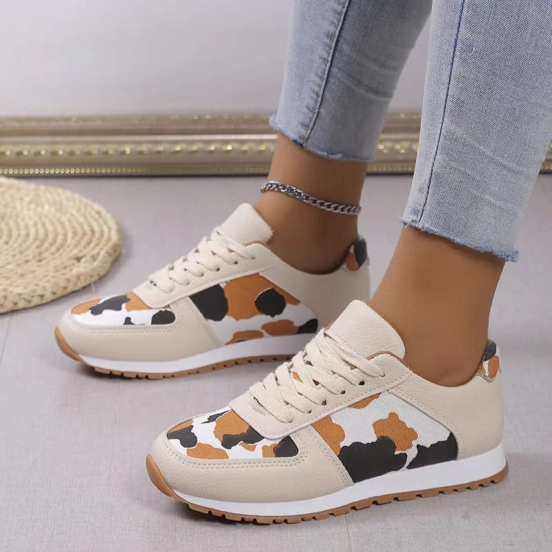 Women Casual Platform Sneakers 2023 Autumn Leopard Thick Bottom Vulcanized Shoes Woman Casual Flats Walking Shoes Plus Size 43