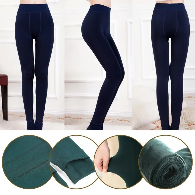 Leggings caldi invernali pantaloni termici da donna collant polari pantaloni foderati calzini collant in velluto effetto pelle Leggings in lana a vita alta