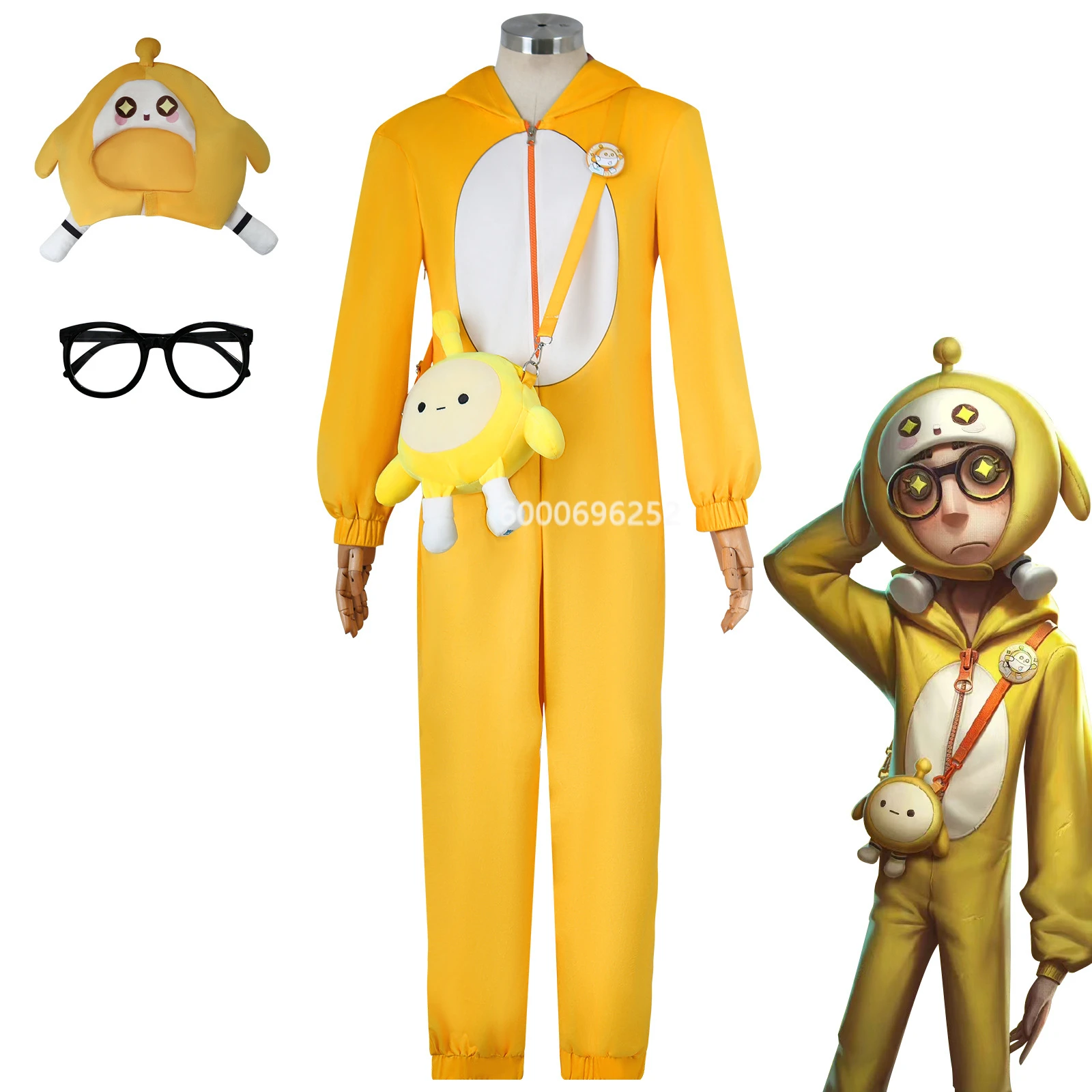 

Identity V Lucky Guy Deduction Substitute Cosplay Costume New Yellow Eggy Good Friend Skin Jumpsuit Halloween Props Outfit