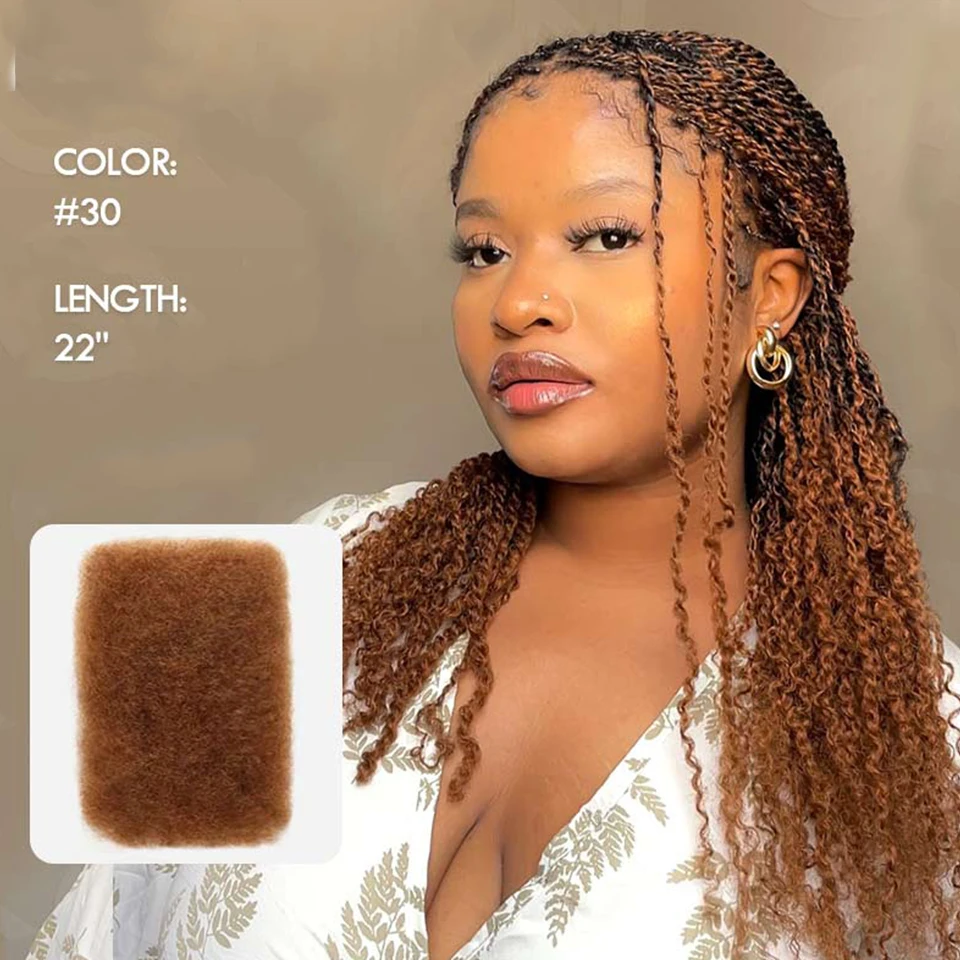 Sleek Remy Bulk Hair For Braiding Twist QVR Afro Kinky Curly Bulk Human Hair For Dreadlock Brazilian Natural Brown 30 Braid Hair