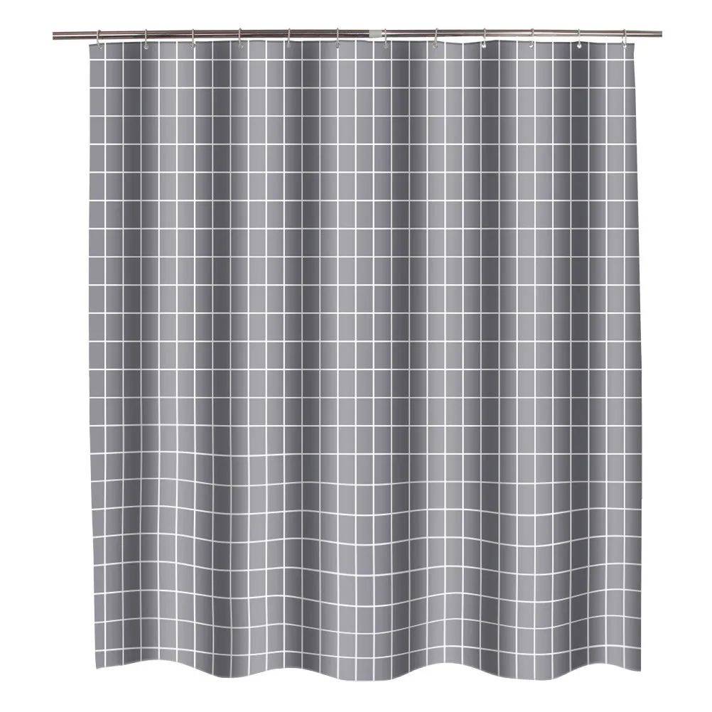 

Check Pattern Waterproof Bathroom Shower Curtain Polyester Dacron Size 7 Modern Dampproof Shower Curtain for Home