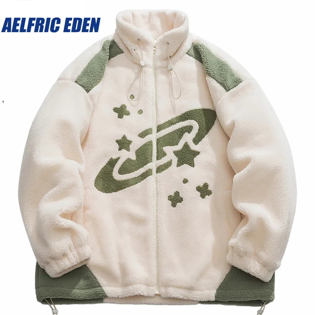 

Aelfric Eden Fleece Stars Space Jacket 2023 Hip Hop Streetwear Coat Harajuku Jacket Winter Jacket Zipper Up Turtleneck Outwear