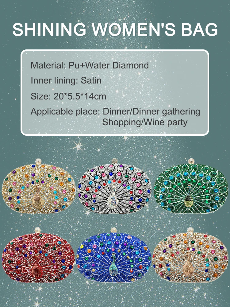 Women Clutch Bag For Dinner Shining Water Diamond Ladies Purse Luxury Lady Sparkling Crystal Bag Elegant Evening Bag Minaudiere