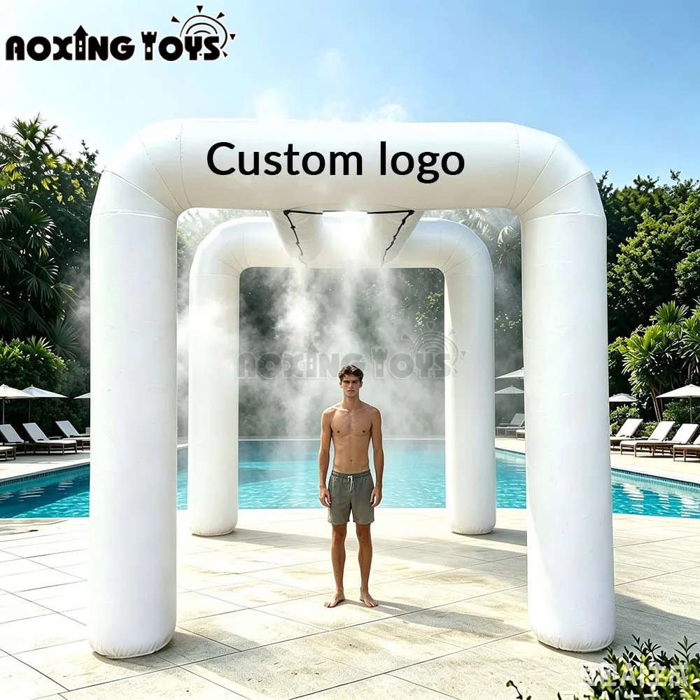 Arco Hinchable Personalizado de 3M (9.8FT) con Nebulización para Maratones, Puerta de Refrescación con Rociador de Agua para Carnavales y Eventos Deportivos al Aire Libre