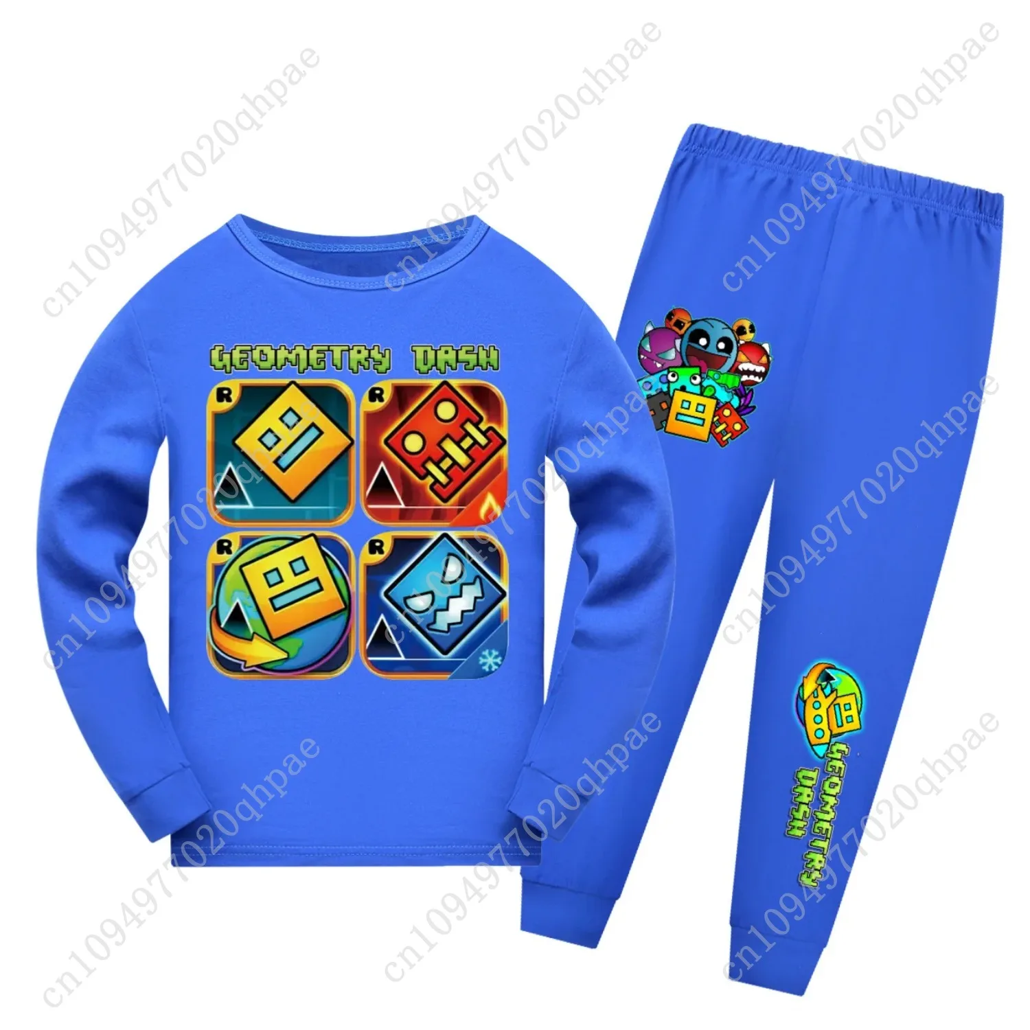 Set di magliette da gioco Geometry Dash Pigiami per bambini Ragazzi Indumenti da notte a maniche lunghe Pigiami per neonate Abbigliamento per la casa Abbigliamento per bambini Miglior regalo