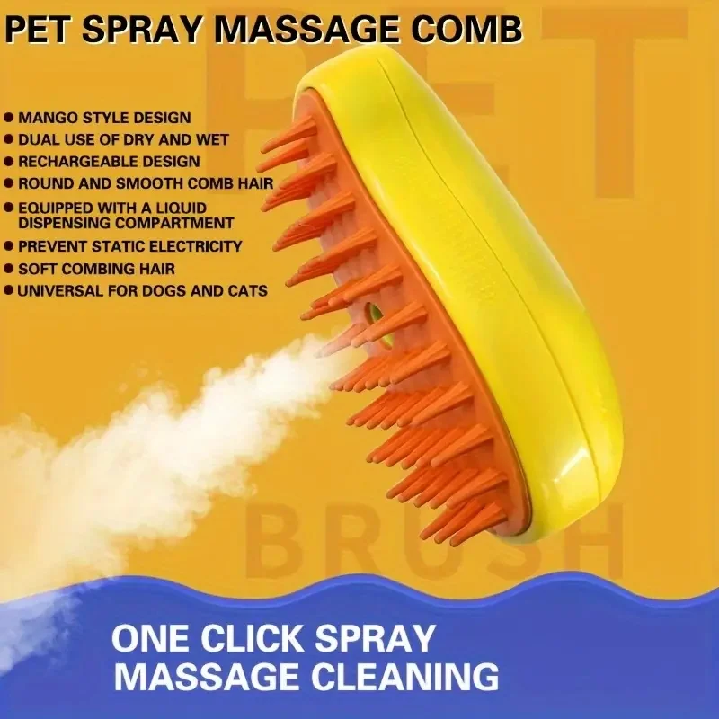 

Pet Mango Design Pet Spray Brush,Massage Bathing Comb For Dog & Cat Grooming Tool
