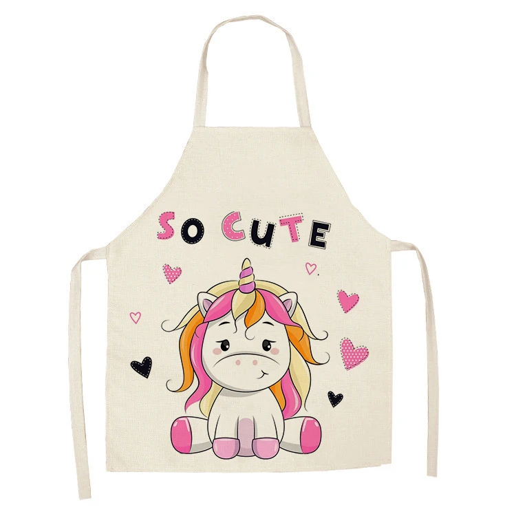 Male and female sleeveless printed kitchen apron linen household cleaner cartoon unicorn 1 piece