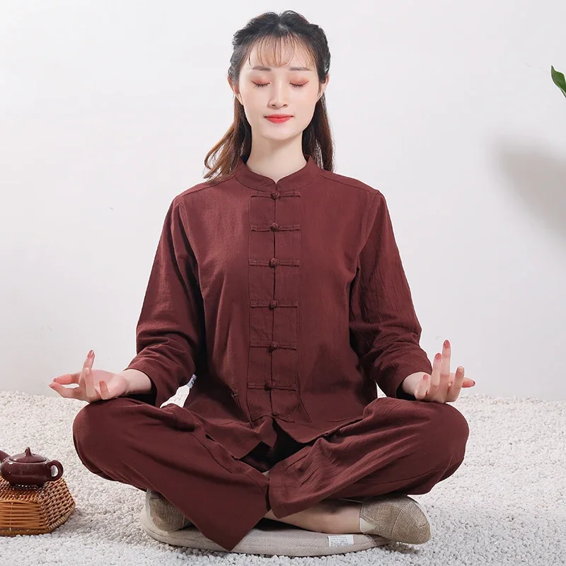 الكبار تاي تشي الزي 6 ألوان القطن الكتان عالية الجودة الووشو الكونغ فو الملابس للرجال والنساء فنون الدفاع عن النفس الجناح تشون البدلة #5