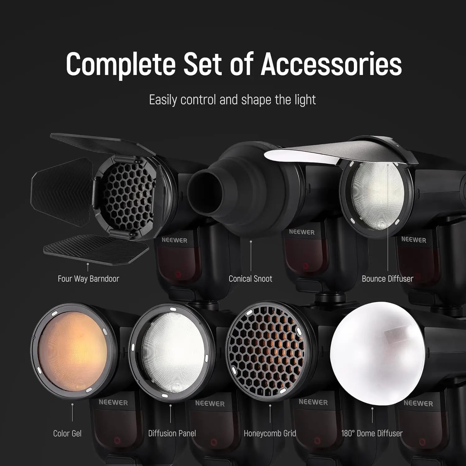 NEEWER CRM2 Magnetic Accessories Kit for Round Head Flash Z1-C Z1-N Z1-S Z2-C Z2-N Z2-S for Godox V1 Speedlites