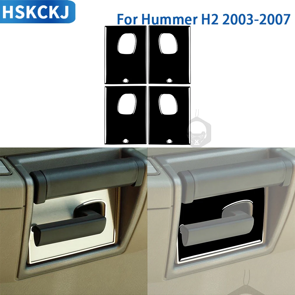 

For Hummer H2 2003 2004 2005 2006 2007 Accessories Piano Black Plasti Car Interior Door Handle Panel Trim Stickers Decoration
