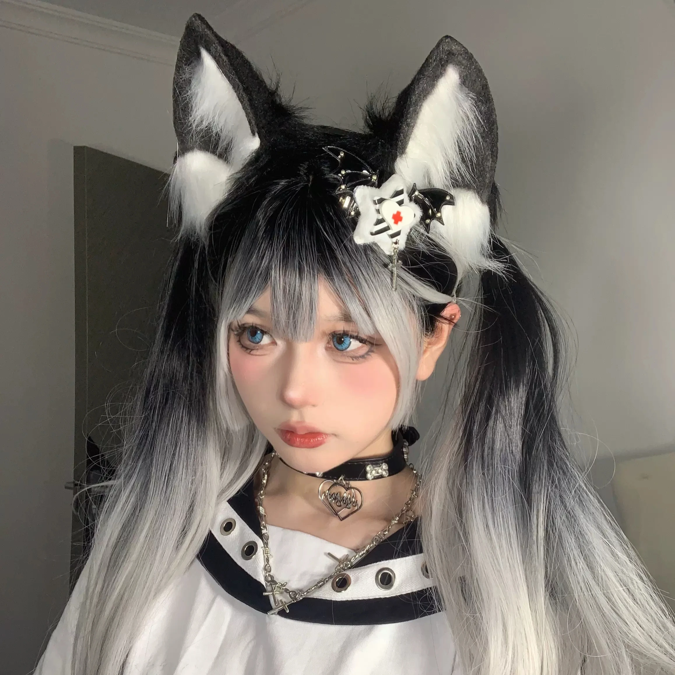 Cos Wolf Ear Cosplay Cat Ear Headwear Wolf Style Plush Simulation Animal  Headband Cosplay Accessories