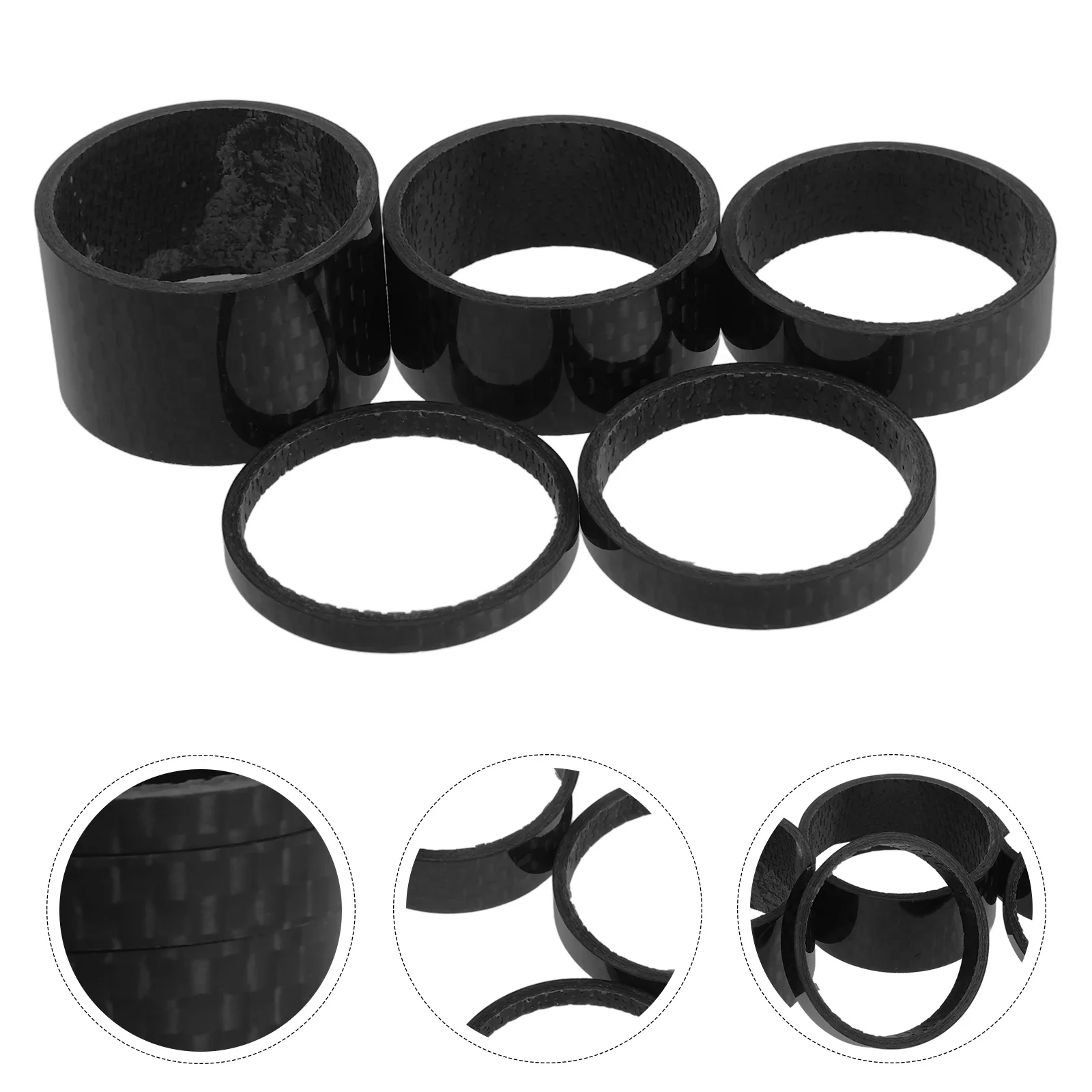 5Pcs Carbon Fiber Headset Spacers Bike Stem Gaskets Lightweight Durable Cycling Accessories Improve Efficiency Enjoyable Rides