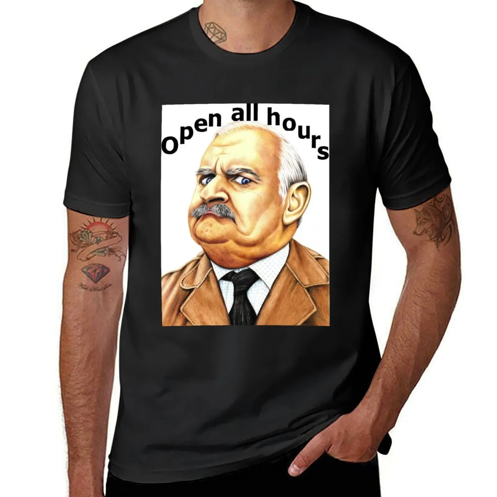 

Open all hours - Ronnie Barker plays Arkwright T-Shirt for a boy oversized customs t shirts for men cotton