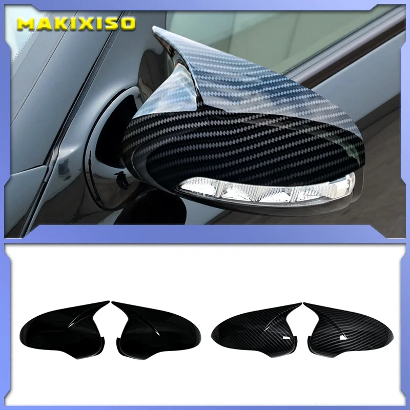 

1 Pair Glossy Black/Carbon Fiber Mirror Cover Lid Shell Sticking For Mercedes-Benz E-Class W211 2006-2008 Mirror Caps