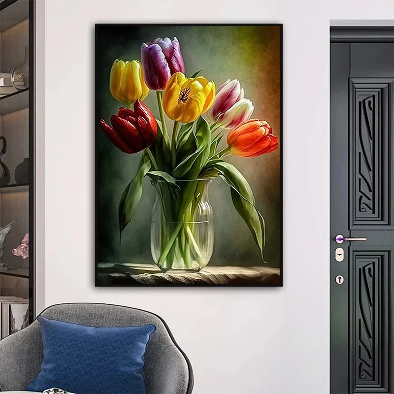 أوروبا الكلاسيكية خمر زهرة حائط لوح رسم ديكور لا تزال الحياة مع الزهور في الزجاج زهرية الشمال ملصق فني طباعة الصورة #5