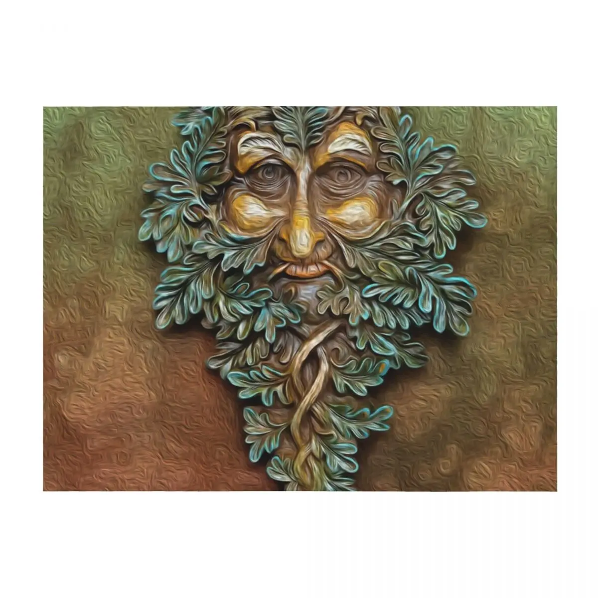 

Green Man Sculpture Digital Art Throw Blanket Multi-Purpose Sofas Retros Fashion Sofas Blankets